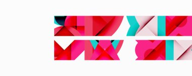 Birbirine kenetlenmiş dairesel ve açısal şekillerle soyut geometrik bileşim, pürüzsüz gradyanlar ve beyaz arkaplan üzerinde keskin karşıtlıklar