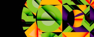 Daireler, yarı daireler, kareler ve yuvarlak üçgenler. Duvar kağıdı, afiş, arkaplan, kart, kitap illüstrasyonu, iniş sayfası için geometrik mozaik mozaik desen soyut arkaplan