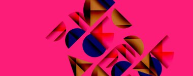 Minimum geometrik soyut arkaplan. Çember kare ve üçgen tasarımı