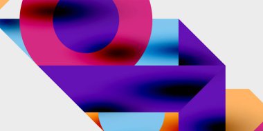 Dinamik geometrik bir kompozisyonda daireler, çizgiler ve üçgenler içeren modern soyut bir arkaplan. Tarz, teknoloji veya yaratıcı temalı tasarımlar için mükemmel.