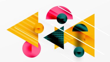 Parlak soyut arkaplan - parlak eğim tonlarıyla katmanlı üçgenler. Yarı şeffaf şekiller derinlik ve çağdaş estetik ekler