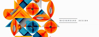 Keskin açılı dinamik geometrik bileşim, dairesel biçimler ve eğim renkleri