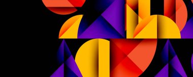 Minimum geometrik soyut arkaplan. Çember kare ve üçgen tasarımı