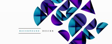 Çemberler ve üçgenlerin kesiştiği soyut geometrik desen. Yüksek kontrastlı kompozisyon derinlik yaratır ve dinamik, modern estetik