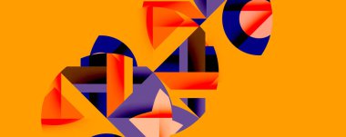 Birbirine kenetlenmiş dairesel ve açısal şekillerle soyut geometrik bileşim, pürüzsüz gradyanlar ve beyaz arkaplan üzerinde keskin karşıtlıklar