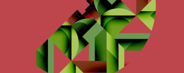 Birleştirilmiş açısal ve eğri şekilli soyut geometrik çizimler, pürüzsüz eğimli dinamik bileşimler ve kalın karşıtlıklar