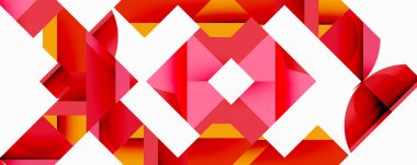 Birbirine kenetlenmiş dairesel ve açısal şekillerle soyut geometrik bileşim, pürüzsüz gradyanlar ve beyaz arkaplan üzerinde keskin karşıtlıklar