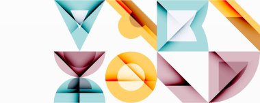 Minimum geometrik soyut arkaplan. Çember kare ve üçgen tasarımı