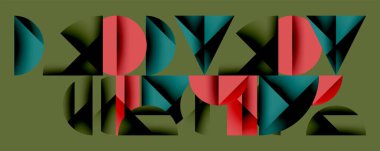 Çemberler ve üçgenlerin kesiştiği soyut geometrik desen. Yüksek kontrastlı kompozisyon derinlik yaratır ve dinamik, modern estetik