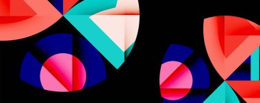 Birleştirilmiş açısal ve eğri şekilli soyut geometrik çizimler, pürüzsüz eğimli dinamik bileşimler ve kalın karşıtlıklar