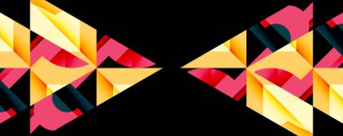 Birleştirilmiş açısal ve eğri şekilli soyut geometrik çizimler, pürüzsüz eğimli dinamik bileşimler ve kalın karşıtlıklar