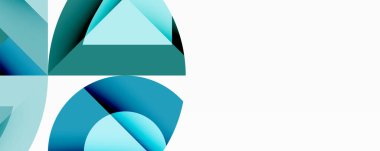 Daireler, yarı daireler, kareler ve yuvarlak üçgenler. Duvar kağıdı, afiş, arkaplan, kart, kitap illüstrasyonu, iniş sayfası için geometrik mozaik mozaik desen soyut arkaplan