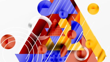 Üstüste binen Şeffaf Üçgenler ve Çemberlerle Modern Soyut Tasarım