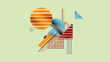 Çemberler, üçgenler, kareler, halkalar ve çizgiler gölge etkisiyle