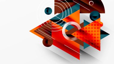 Modern geometrik arkaplan - düzgün eğimli ve yarı şeffaf üçgenler üst üste biniyor