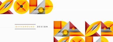 Keskin açılı dinamik geometrik bileşim, dairesel biçimler ve eğim renkleri