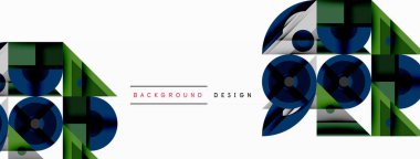 Kesişen şekiller, daireler, üçgenler ve gradyanlar ile geometrik soyut bileşim, canlı renkleri ve dinamik karşıtlıkları harmanlayarak modern, geleceksel bir görsel tasarım yaratmak için