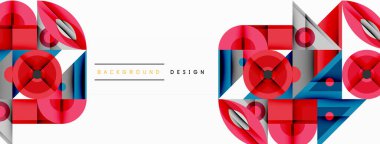 Keskin açılı dinamik geometrik bileşim, dairesel biçimler ve eğim renkleri