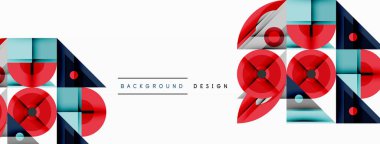 Keskin açılı dinamik geometrik bileşim, dairesel biçimler ve eğim renkleri