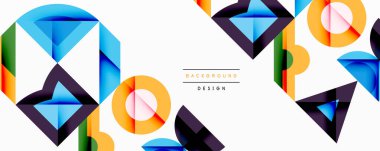 Minimum geometrik soyut arkaplan. Çember kare ve üçgen tasarımı