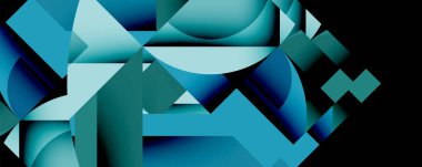 Daireler, yarı daireler, kareler ve yuvarlak üçgenler. Duvar kağıdı, afiş, arkaplan, kart, kitap illüstrasyonu, iniş sayfası için geometrik mozaik mozaik desen soyut arkaplan