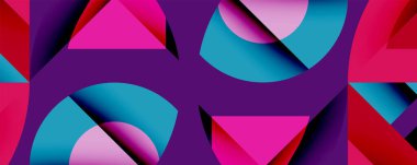 Birbirine kenetlenmiş dairesel ve açısal şekillerle soyut geometrik bileşim, pürüzsüz gradyanlar ve beyaz arkaplan üzerinde keskin karşıtlıklar