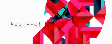 Birbirine kenetlenmiş dairesel ve açısal şekillerle soyut geometrik bileşim, pürüzsüz gradyanlar ve beyaz arkaplan üzerinde keskin karşıtlıklar