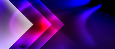 Neon ışıklı, soyut arkaplana sahip cam kareler