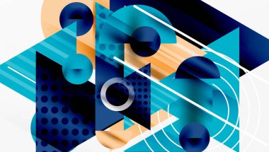 Modern geometrik arkaplan - düzgün eğimli ve yarı şeffaf üçgenler üst üste biniyor