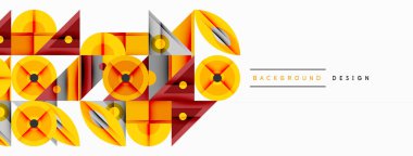 Keskin açılı dinamik geometrik bileşim, dairesel biçimler ve eğim renkleri