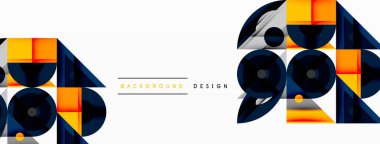 Keskin açılı dinamik geometrik bileşim, dairesel biçimler ve eğim renkleri