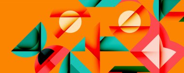 Minimum geometrik soyut arkaplan. Çember kare ve üçgen tasarımı