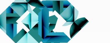 Daireler, yarı daireler, kareler ve yuvarlak üçgenler. Duvar kağıdı, afiş, arkaplan, kart, kitap illüstrasyonu, iniş sayfası için geometrik mozaik mozaik desen soyut arkaplan