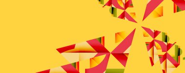 Daireler, yarı daireler, kareler ve yuvarlak üçgenler. Duvar kağıdı, afiş, arkaplan, kart, kitap illüstrasyonu, iniş sayfası için geometrik mozaik mozaik desen soyut arkaplan