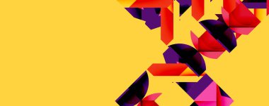 Birleştirilmiş açısal ve eğri şekilli soyut geometrik çizimler, pürüzsüz eğimli dinamik bileşimler ve kalın karşıtlıklar