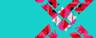 Birbirine kenetlenmiş dairesel ve açısal şekillerle soyut geometrik bileşim, pürüzsüz gradyanlar ve beyaz arkaplan üzerinde keskin karşıtlıklar