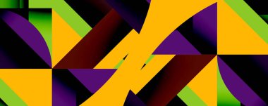 Daireler, yarı daireler, kareler ve yuvarlak üçgenler. Duvar kağıdı, afiş, arkaplan, kart, kitap illüstrasyonu, iniş sayfası için geometrik mozaik mozaik desen soyut arkaplan