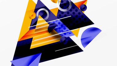 Modern geometrik arkaplan - düzgün eğimli ve yarı şeffaf üçgenler üst üste biniyor