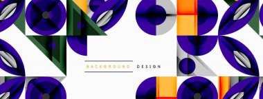 Keskin açılı dinamik geometrik bileşim, dairesel biçimler ve eğim renkleri