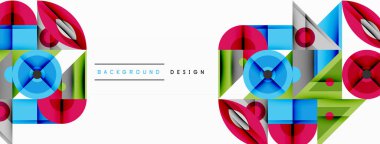 Keskin açılı dinamik geometrik bileşim, dairesel biçimler ve eğim renkleri