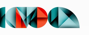 Çemberler ve üçgenlerin kesiştiği soyut geometrik desen. Yüksek kontrastlı kompozisyon derinlik yaratır ve dinamik, modern estetik