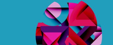 Birbirine kenetlenmiş dairesel ve açısal şekillerle soyut geometrik bileşim, pürüzsüz gradyanlar ve beyaz arkaplan üzerinde keskin karşıtlıklar