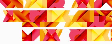 Daireler, yarı daireler, kareler ve yuvarlak üçgenler. Duvar kağıdı, afiş, arkaplan, kart, kitap illüstrasyonu, iniş sayfası için geometrik mozaik mozaik desen soyut arkaplan