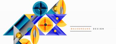 Keskin açılı dinamik geometrik bileşim, dairesel biçimler ve eğim renkleri