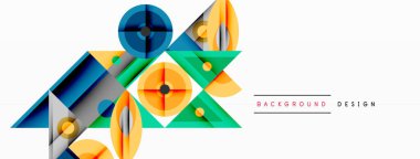 Keskin açılı dinamik geometrik bileşim, dairesel biçimler ve eğim renkleri