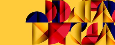 Çemberler ve üçgenlerin kesiştiği soyut geometrik desen. Yüksek kontrastlı kompozisyon derinlik yaratır ve dinamik, modern estetik