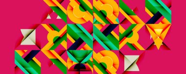 Minimum geometrik soyut arkaplan. Çember kare ve üçgen tasarımı