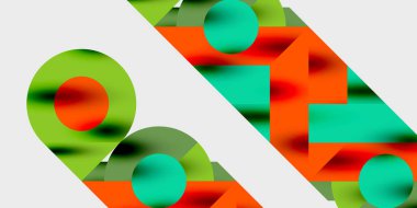 Dinamik geometrik bir kompozisyonda daireler, çizgiler ve üçgenler içeren modern soyut bir arkaplan. Tarz, teknoloji veya yaratıcı temalı tasarımlar için mükemmel.