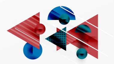 Üstüste binen Şeffaf Üçgenler ve Çemberlerle Modern Soyut Tasarım