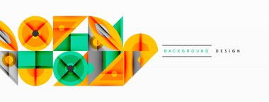 Keskin açılı dinamik geometrik bileşim, dairesel biçimler ve eğim renkleri